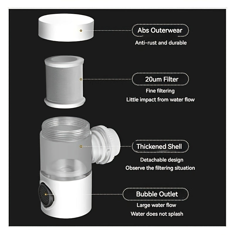 Universal Extension Su Tozalash Filtri Krani Splash-Proof Su Tozalagich Filtratsiya va Bosim Bilan, 720 Daraja Aylanuvchi.
