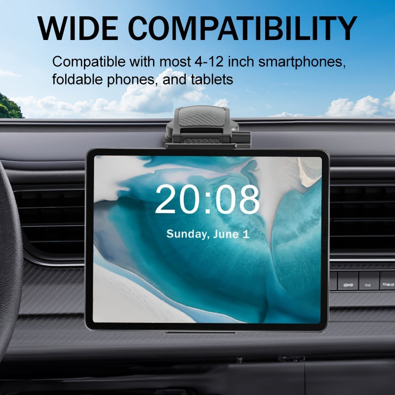 Adjustable Car Phone Holder for Smartphones and Tablets with Suction Mount