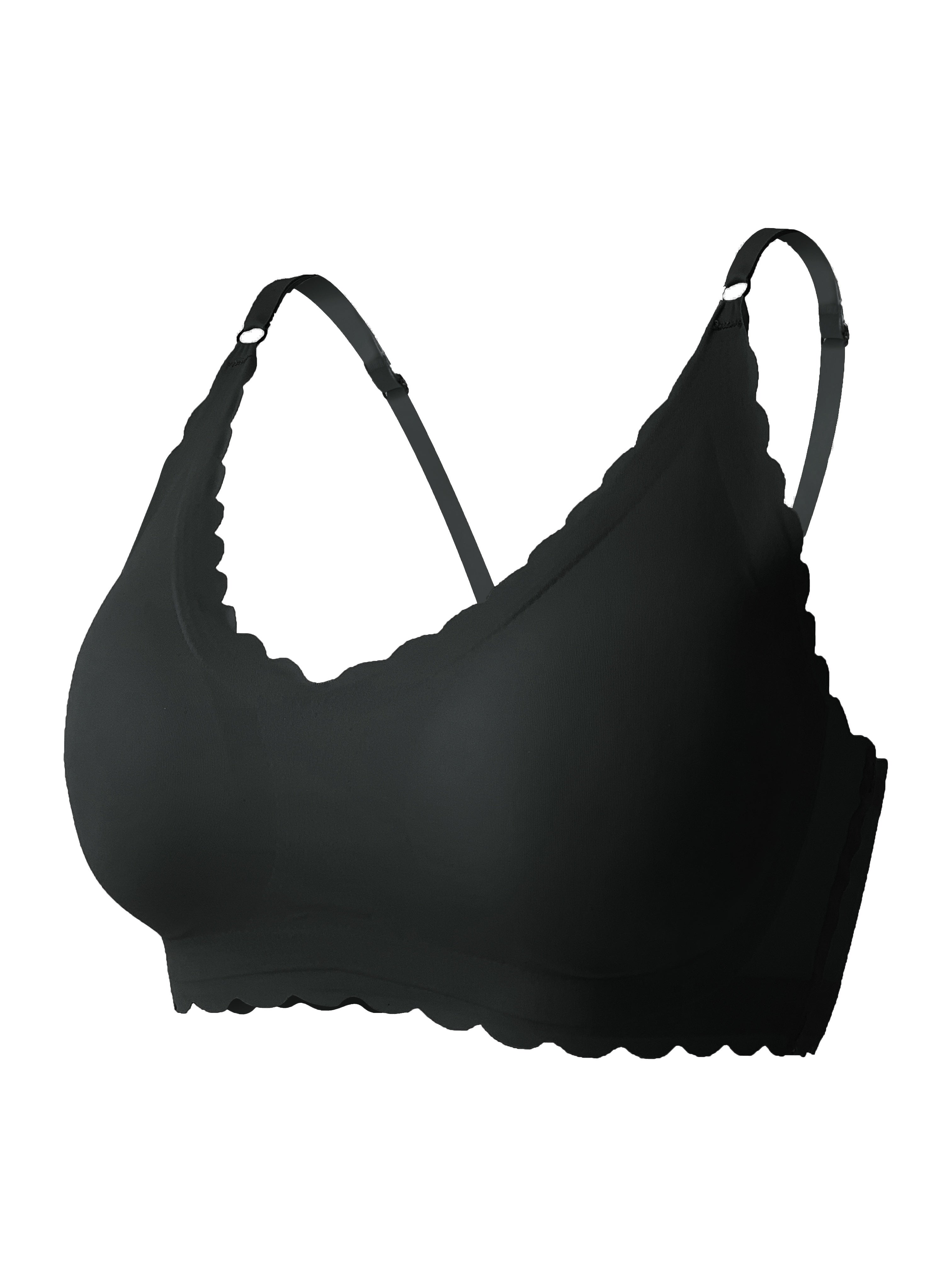 Women's Wireless Seamless Scallop Trim Bra Comfortable Breathable Lingerie