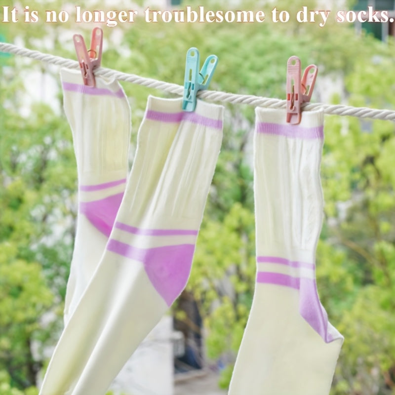 Set de pinzas de ropa de plástico mini con cesta de almacenamiento para secar calcetines y artículos del hogar