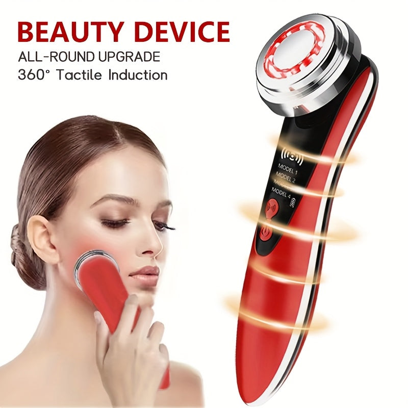 Portable Black Facial and Neck Massager with Heating and USB Charging