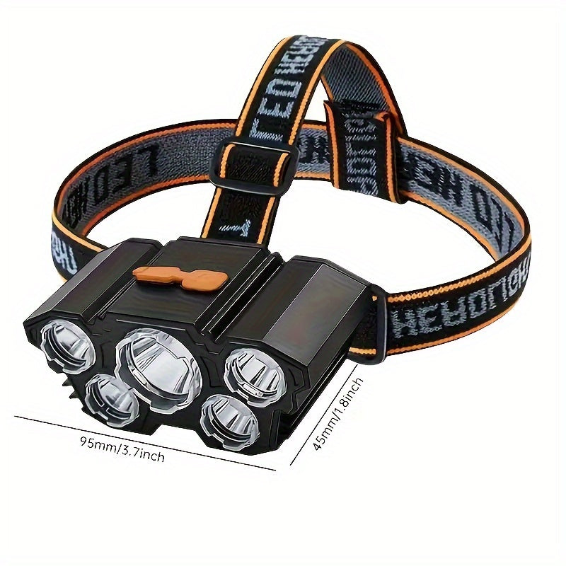 Rechargeable LED Headlamp with USB Fast Charging, Multi-Mode, Portable for Outdoor Activities