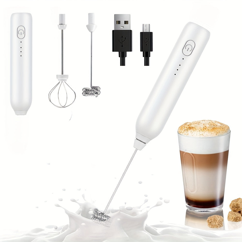 Electric Milk Frother Handheld 2-in-1 Stainless Steel Coffee Latte Frother3 Speeds
