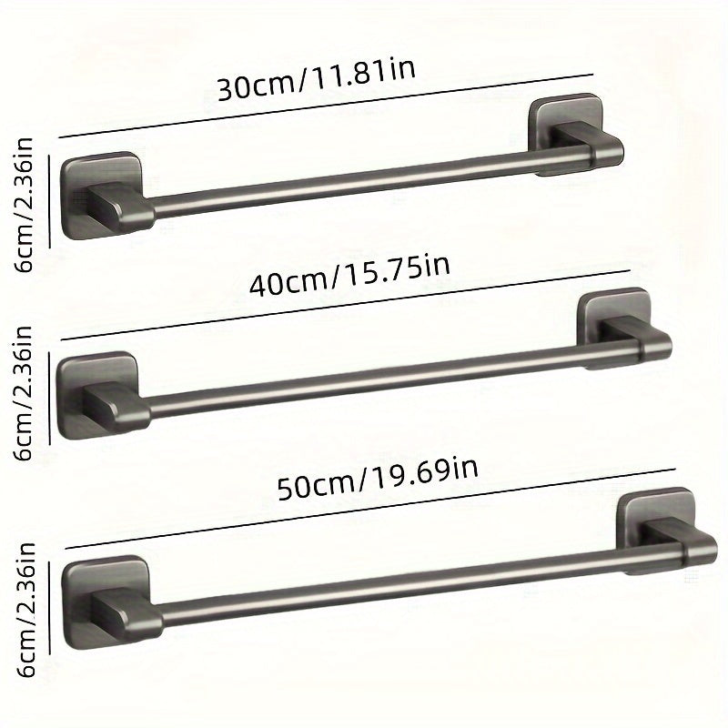 Self-Adhesive Rustproof Aluminum Towel Bar 30/40/50cm Bathroom Kitchen Storage
