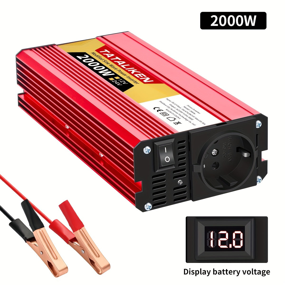 Inversor de coche de alta potencia de 12V a 220V 2500W 600W para cargar teléfonos y tablets
