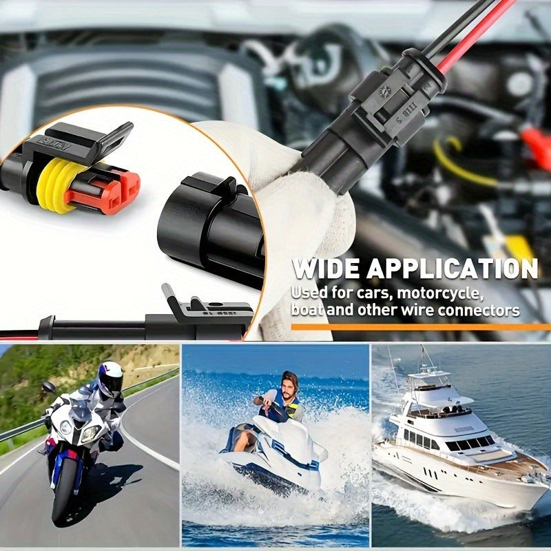 10 dona 2-pin erkak va ayol elektr ta'minoti, qizil va qora, chidamli PP, avtomobillar, yuk mashinalari, mototsikllar, qayiq uchun