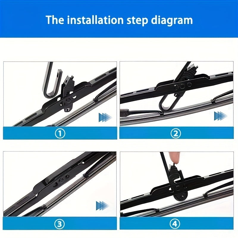 Universal Iron Wiper Blade Suitable for J/U Hooks 30.48-66.04cm Quiet and High Definition
