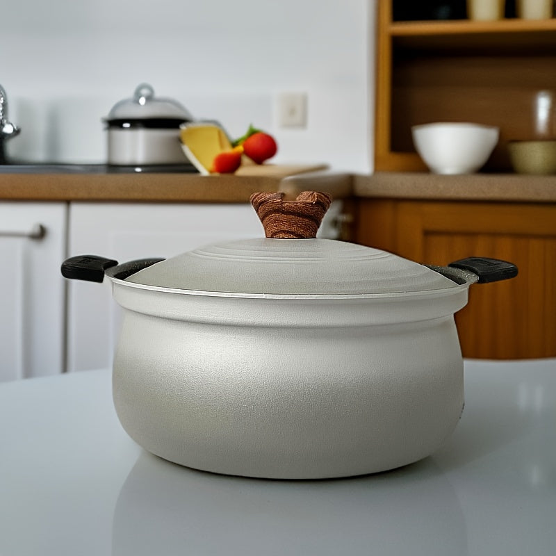 22cm Double Ear Soup Pot Non-Stick Japanese Style Kitchen Cooking Tool Grey