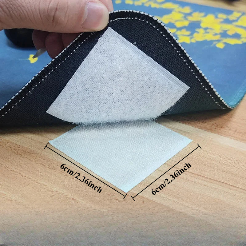 Black 10pcs Self-Adhesive Carpet Fixing Stickers Anti-Slip Mat Tape for Rugs and Furniture