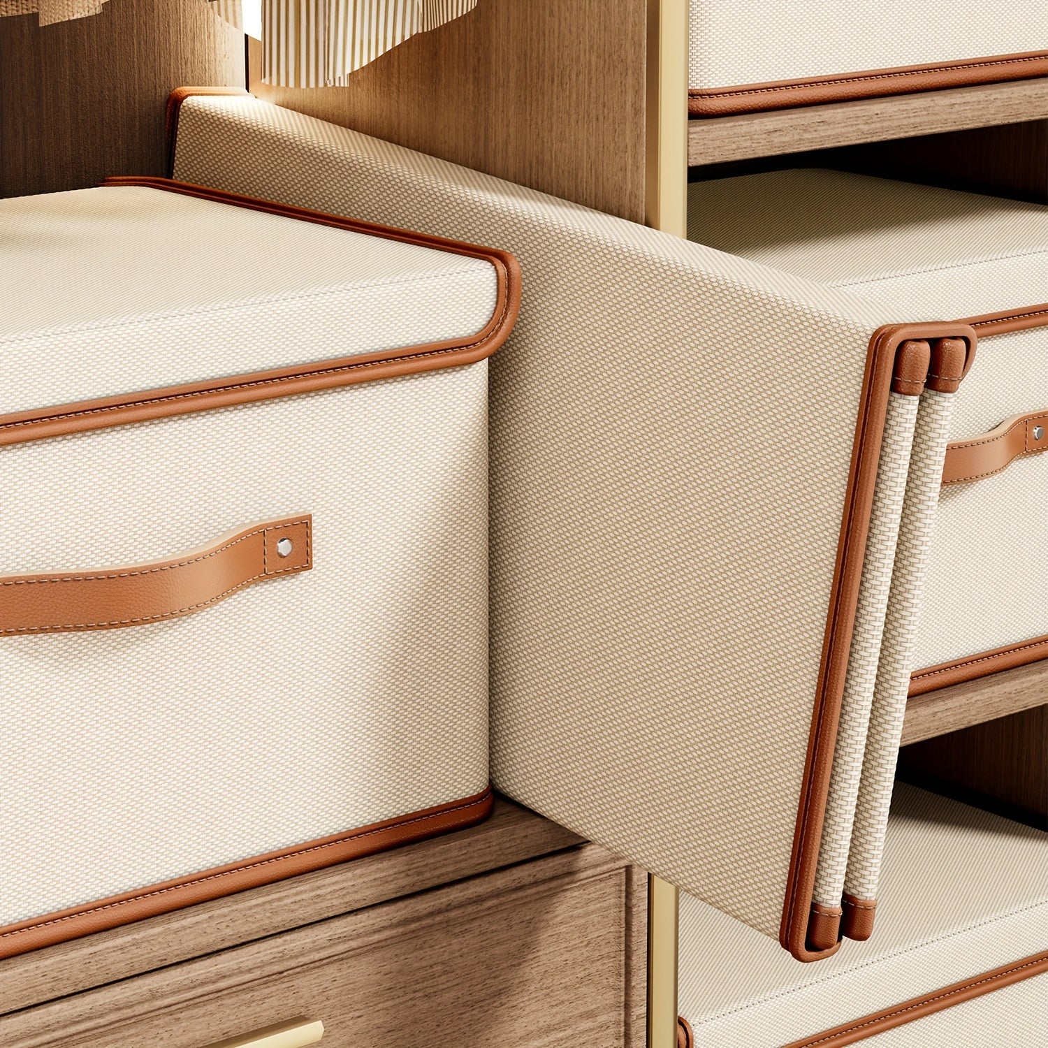 Grandes cestas de tela con tapas para ropa, toallas y ropa interior, organizadores plegables que ahorran espacio