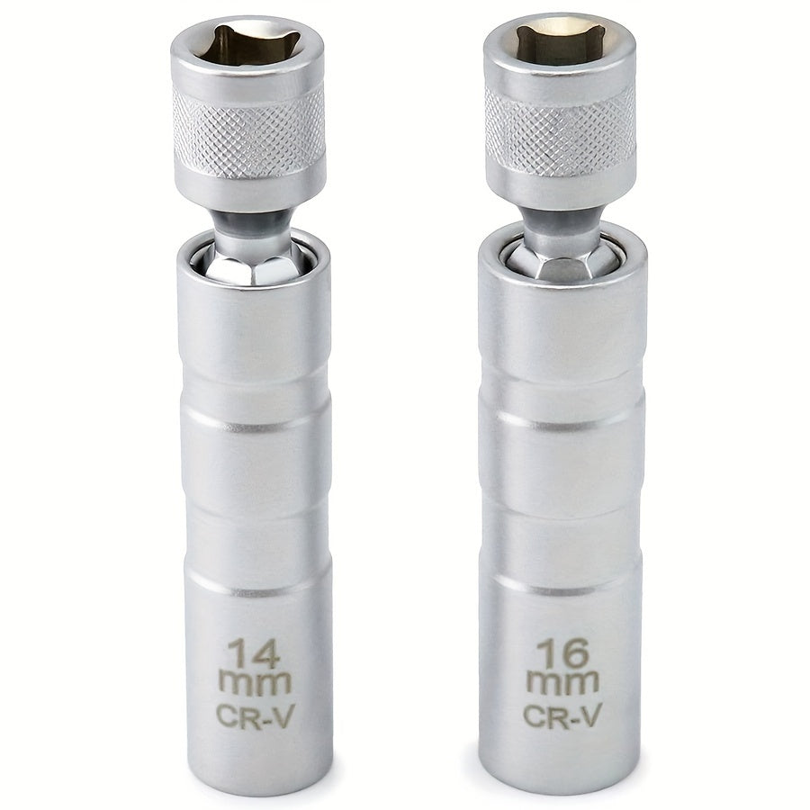 2-Piece Spark Plug Removal Tool Set 14mm 16mm 3/8 Inch Swivel Sockets
