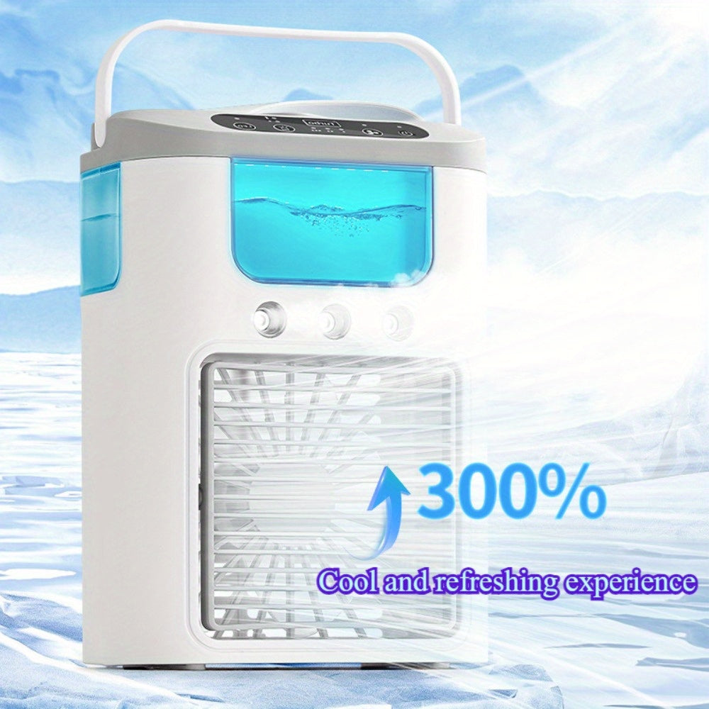 Portable Mini Air Conditioner Fan with Evaporative Cooler Humidifier USB Personal Desktop Cooling for Camping Office Car