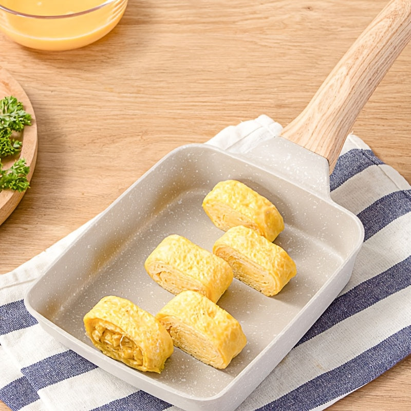 Japanese Style Tamagoyaki Pan Set Non-Stick Silicone Omelette Cookware with Wooden Handle