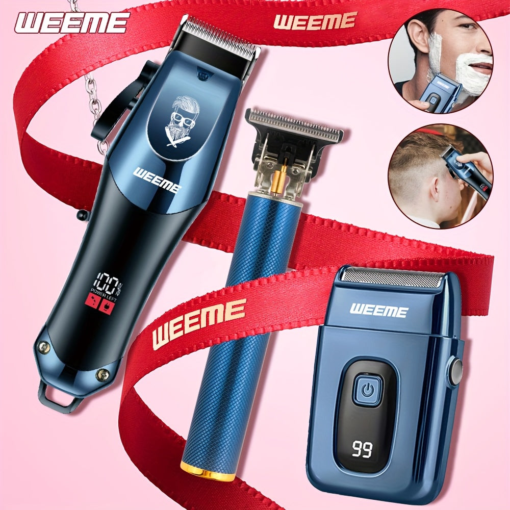 WEEME Valentine's Day Limited Edition Electric Hair Clipper Set in Blue with T-Clipper and Reciprocating Razor. Otaga, tug'ilgan kun, bayram yoki nikoh yilligi uchun ideal sovg'a