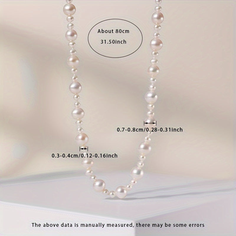 Women’s Freshwater Pearl Necklace 3-8mm Natural Lustrous Pearls with Silver Chain