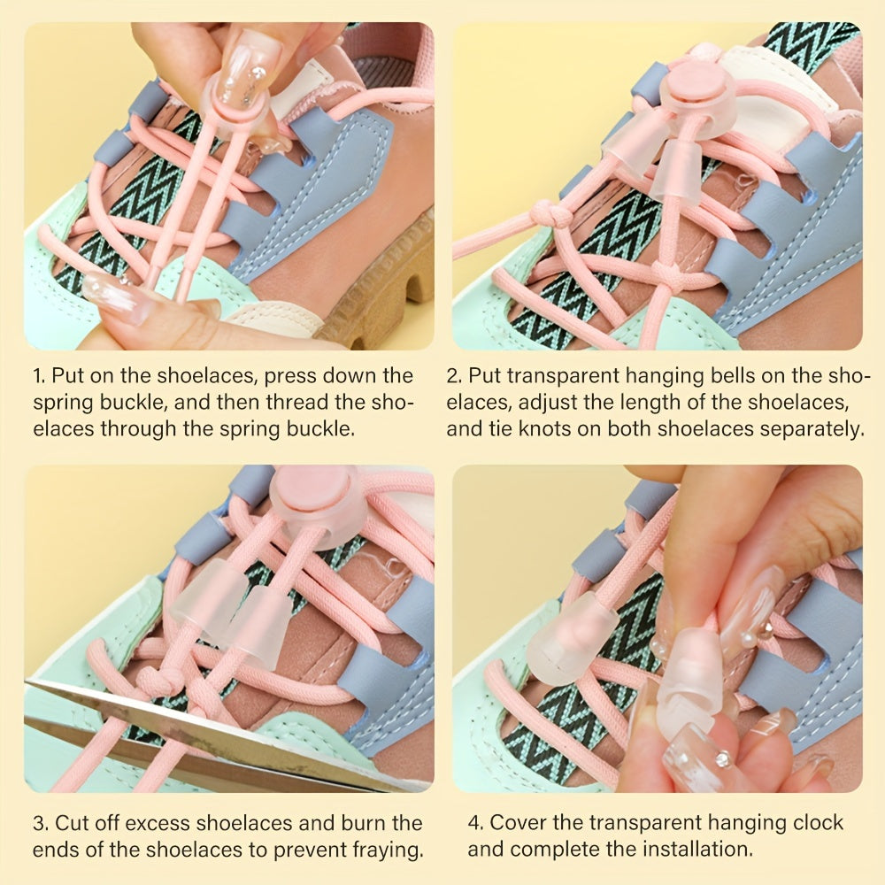 Unisex Elastic No-Tie Shoelaces with Adjustable Buckles for Sneakers