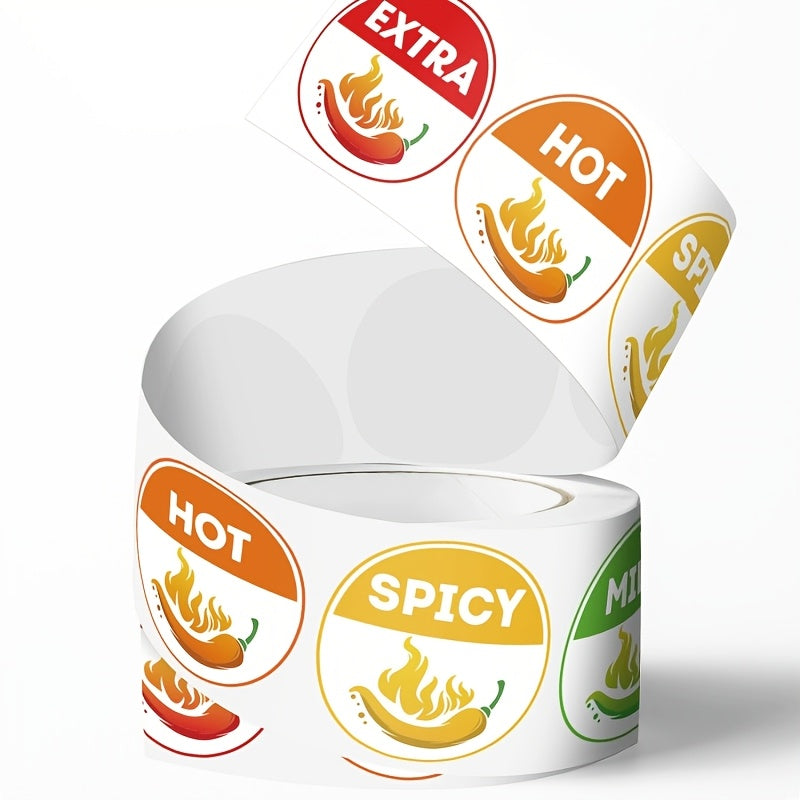 Pack of 500 Red Chili Food Warning Stickers with 4 Levels Spicy Food Labels