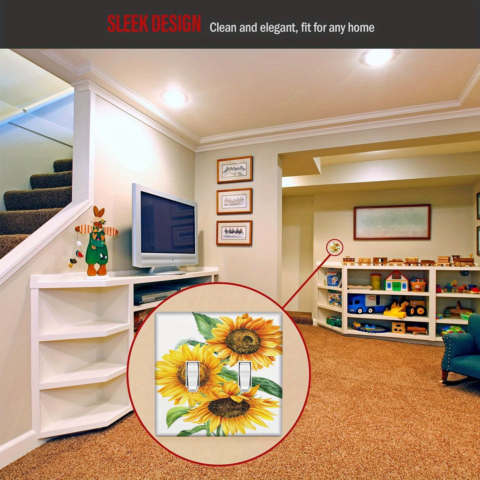 Watercolor Sunflowers Light Switch Cover for 1 or 2 Gang Switches