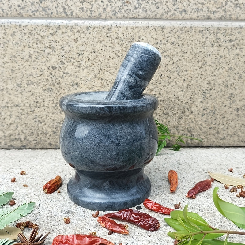Handcrafted Marble Mortar and Pestle Set for Spices and Grains in Kitchen