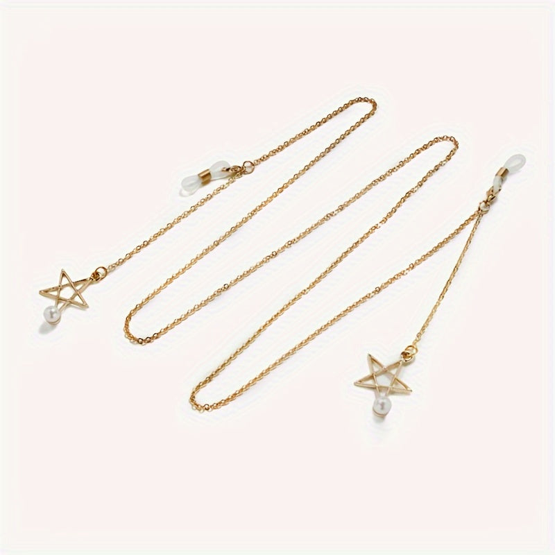 Pentagram Barglari Pendant Ko'zoynak Zanjir To'plami - Erkaklar va Ayollar uchun Zamonaviy Ko'zoynak Tasmali Egallovlar, Saqlovchi To'plar bilan. Metall Niqob Ko'zoynak Aksessuarlarini o'z ichiga oladi.