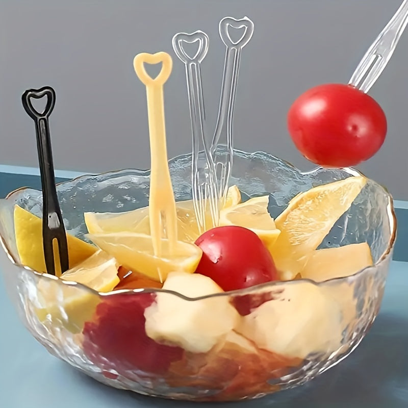 Paquete de 200 tenedores de fruta desechables de plástico en forma de corazón para postres y fiestas
