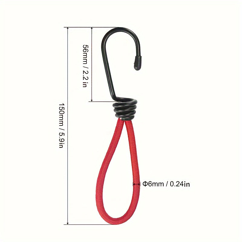 4 Pack Heavy Duty Bungee Cords with Hooks for Camping Tents and Tarp Tie-Downs