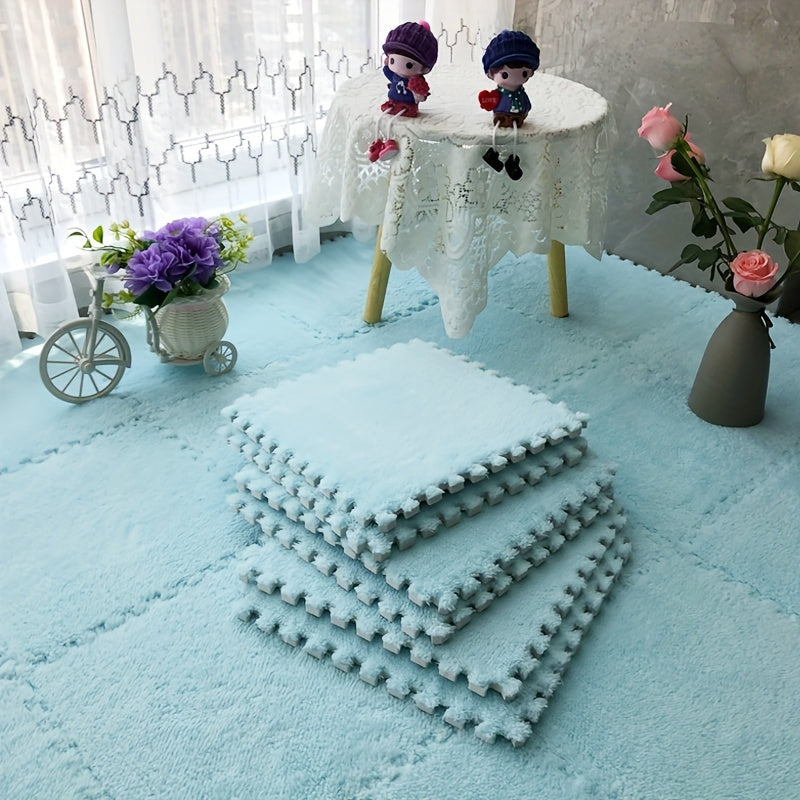 Velvet Patchwork Floor Mat for Room Bay Window with Storage Washable