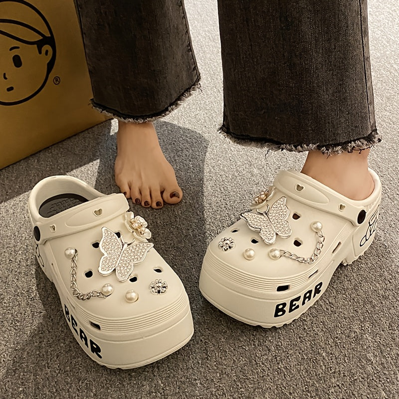 Women's Water Diamond Butterfly Summer Shoes With Thick Sole and Toe Cover