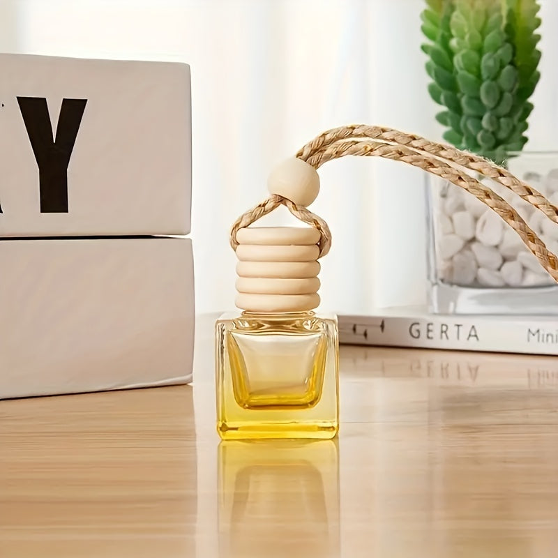 Empty Square Glass Bottle 8ml Perfume Diffuser Aromatherapy Car Pendant