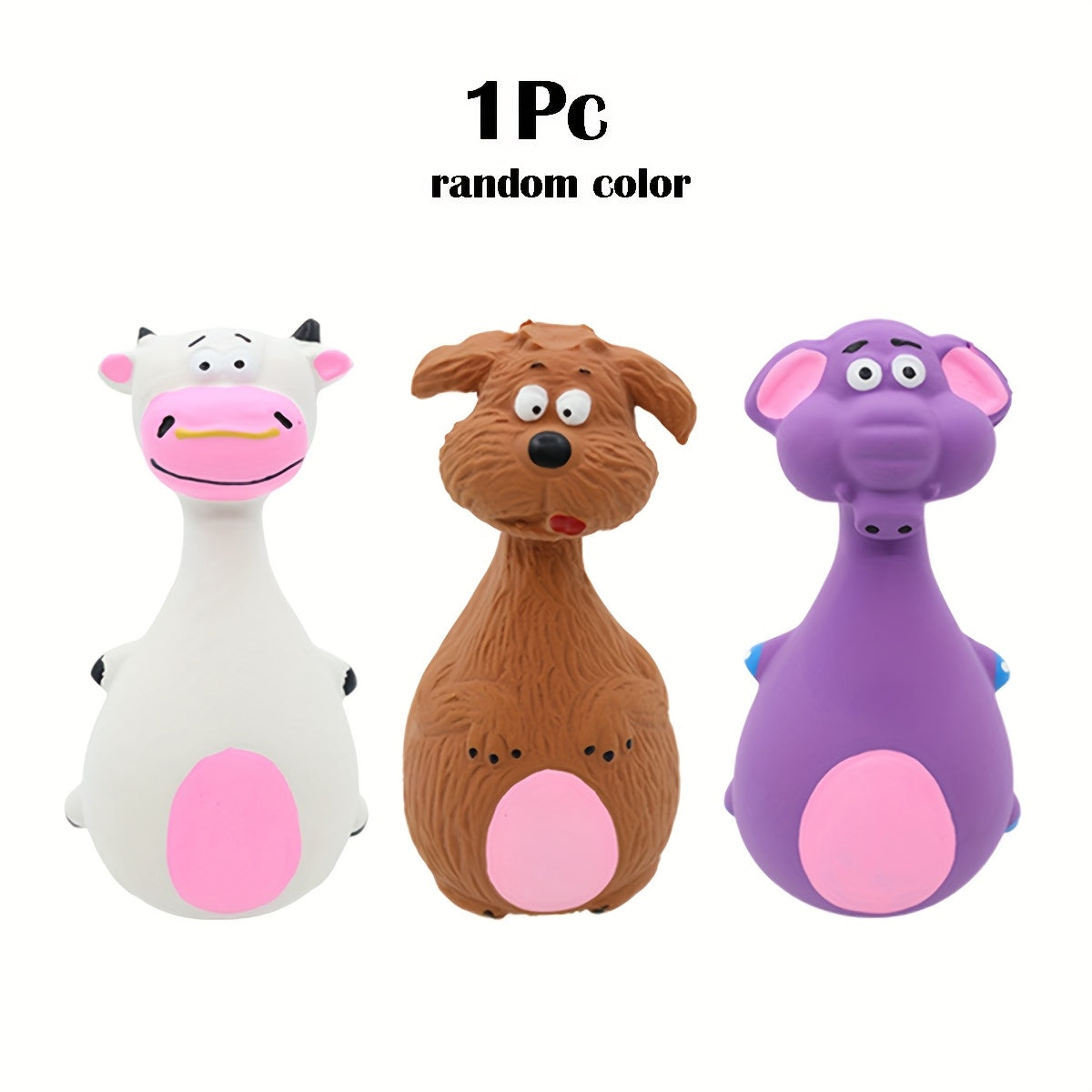 Durable Silicone Dog Chew Toy with Sound, Random Colors, No Batteries