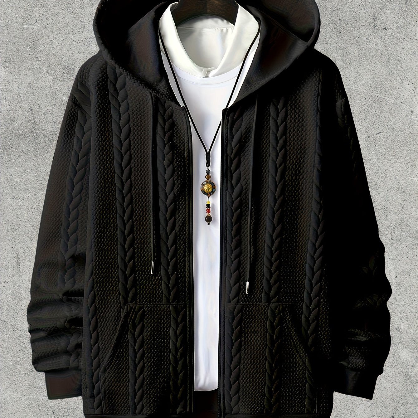 Sudadera con capucha casual de talla grande para hombre, de punto de poliéster, color sólido, corte regular, con bolsillos