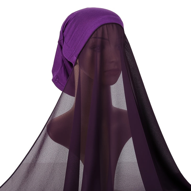 Women's Chiffon Instant Hijab with Built-in Undercap Windproof Sun Protection