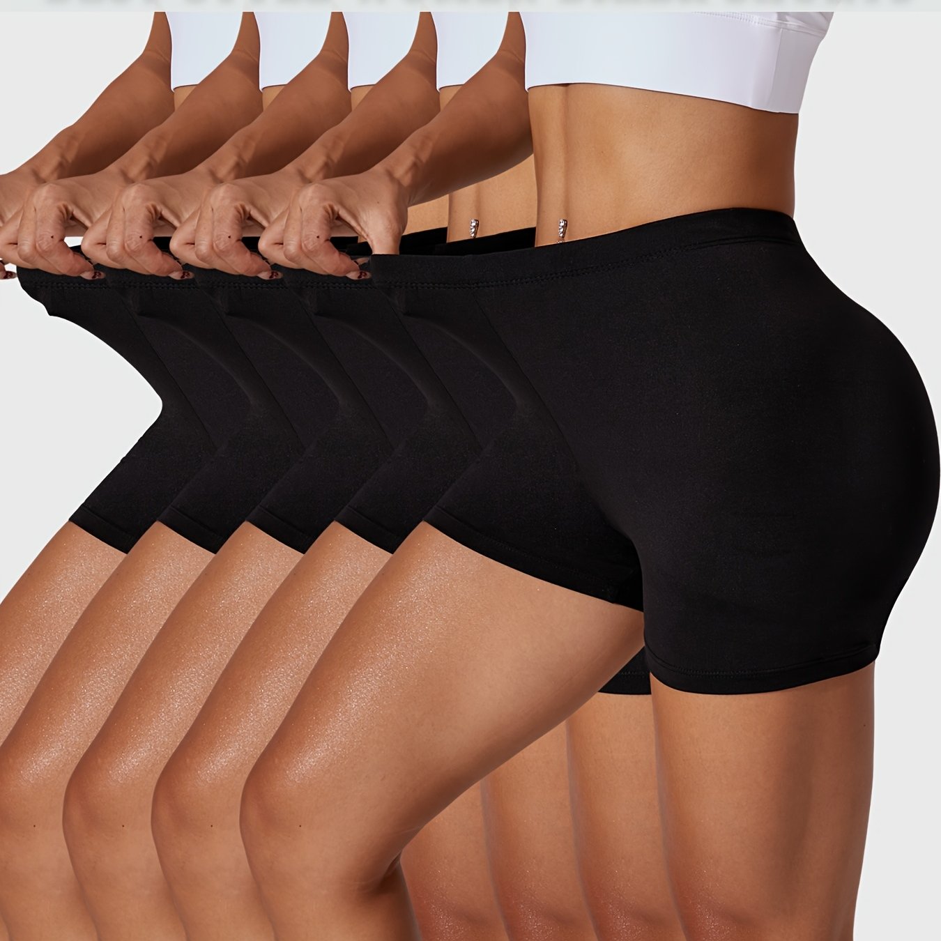 Women Plus Size Biker Shorts Soft Tummy Control Athletic Workout Yoga 5 Pack