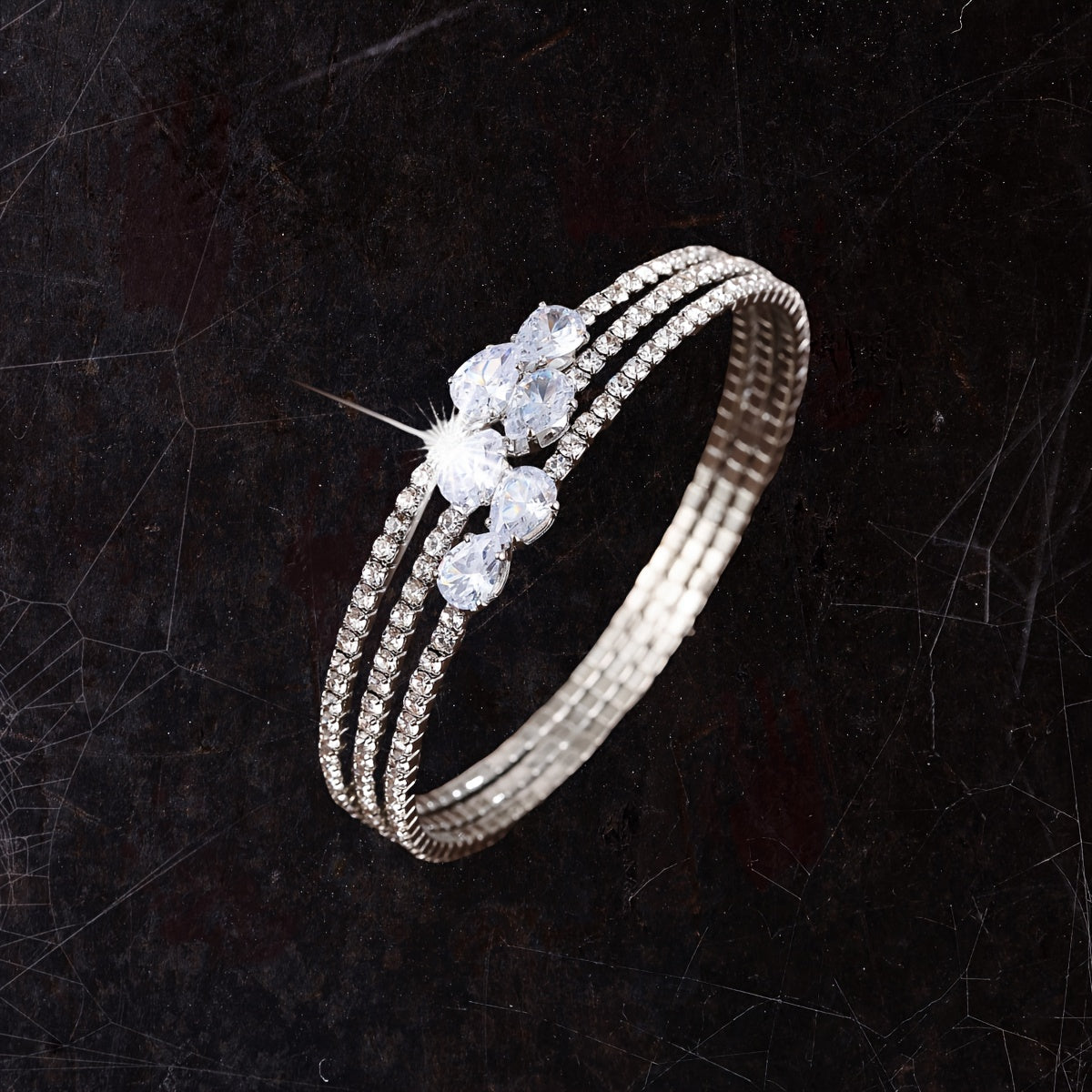 Women's Multi-Layer Water Droplet Bracelet with Synthetic Zirconia