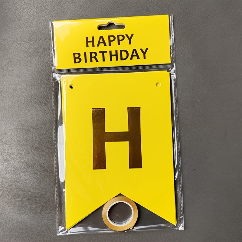 Banderín de banderines de cumpleaños de Gilt Happy Birthday Dovetail para decoración de fiestas de cumpleaños