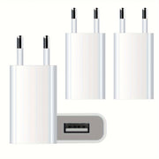 Set of Four White 5V 1A USB Wall Chargers for Mobile Phones and Devices