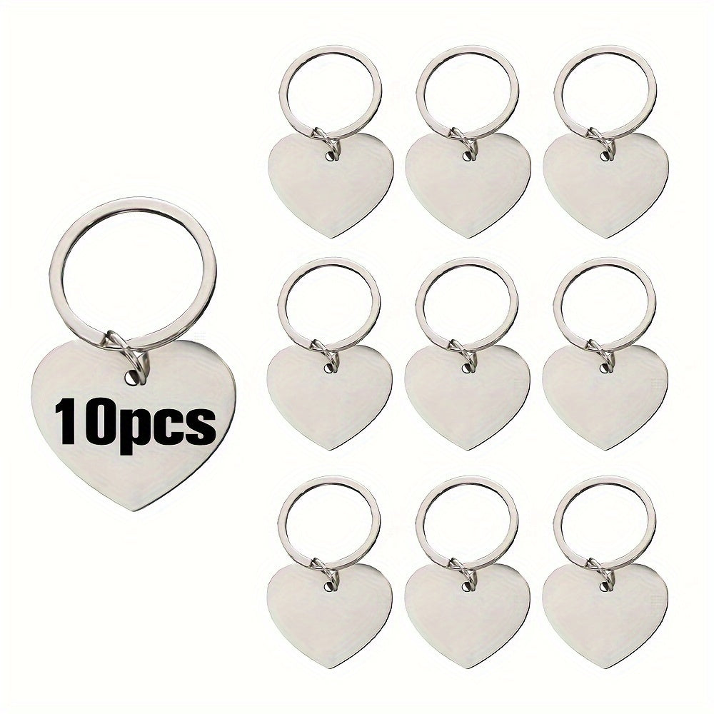 Set of 10 Double-Sided Stainless Steel Laser-Engraved Keychains with Dog Name and Info