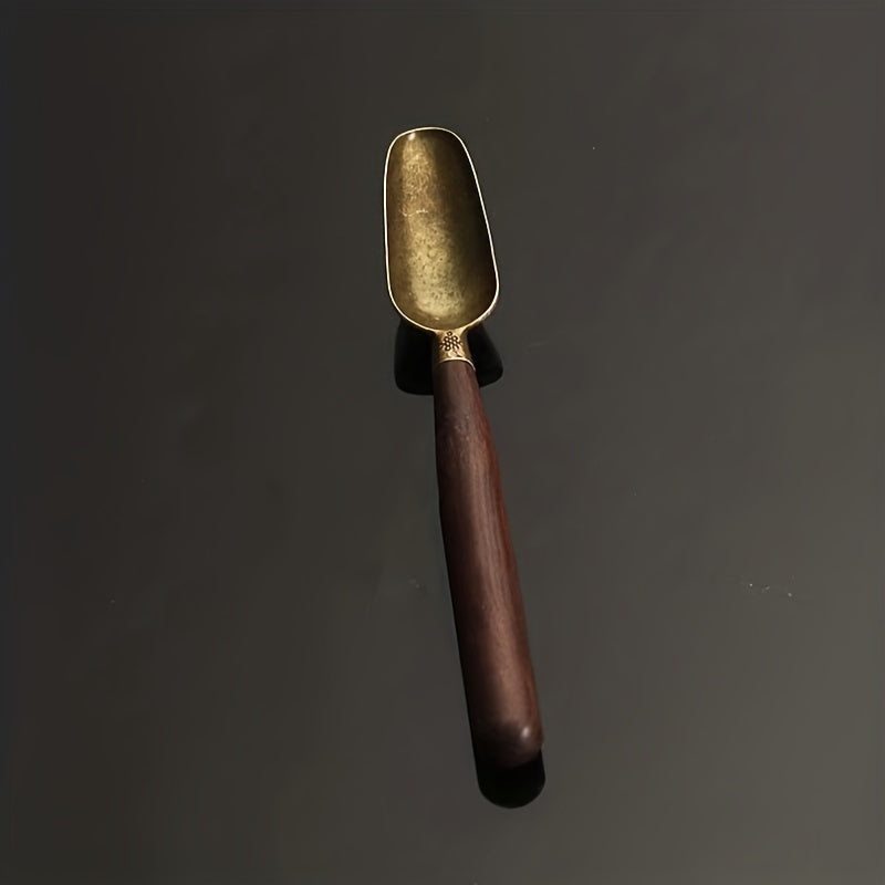 Black Sandalwood Alloy Spoon for Tea Coffee Zen-Inspired Kung Fu Ceremonies