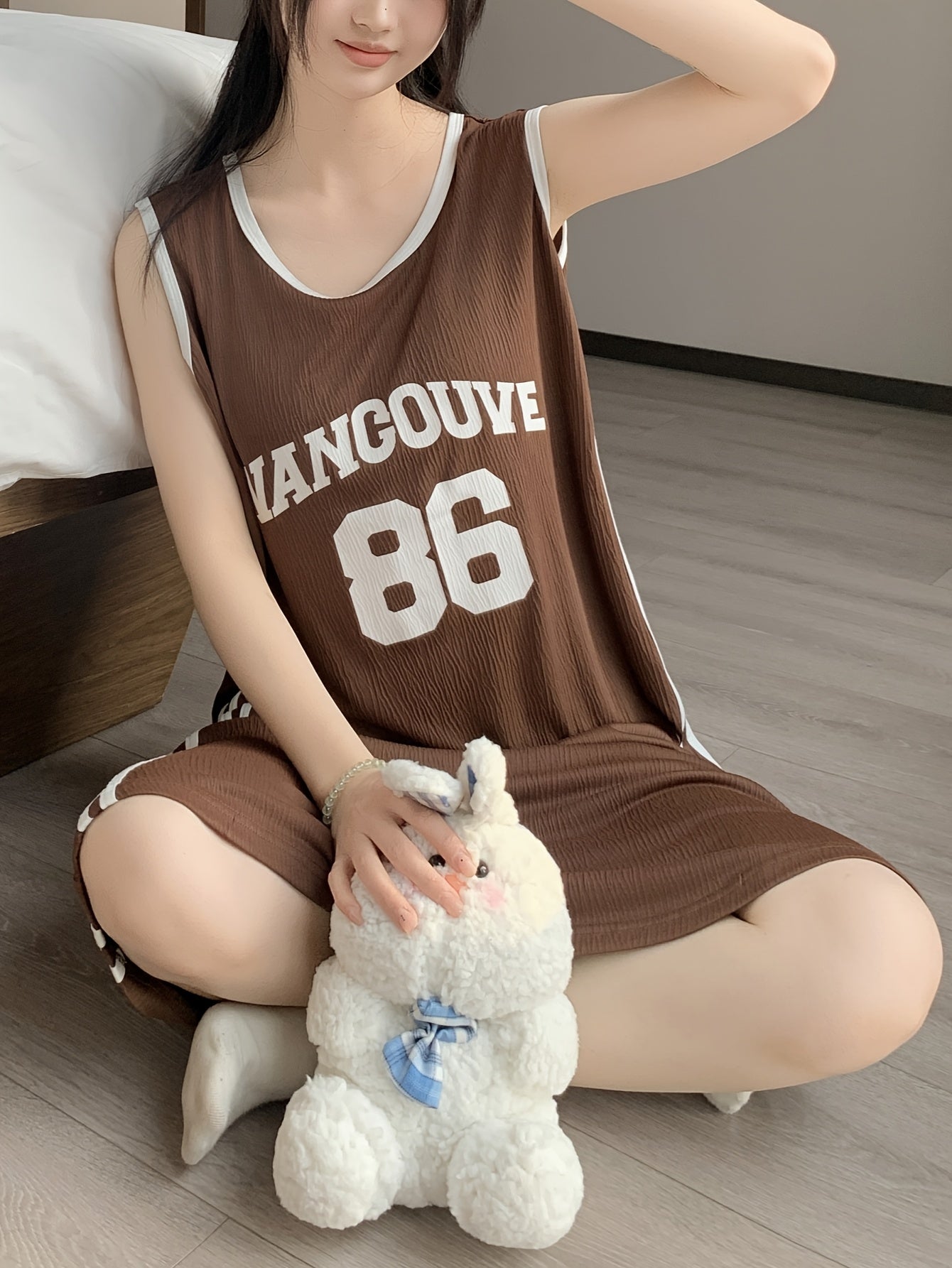 Plus Size Women's Printed Loungewear Dress Breathable Polyester Blend