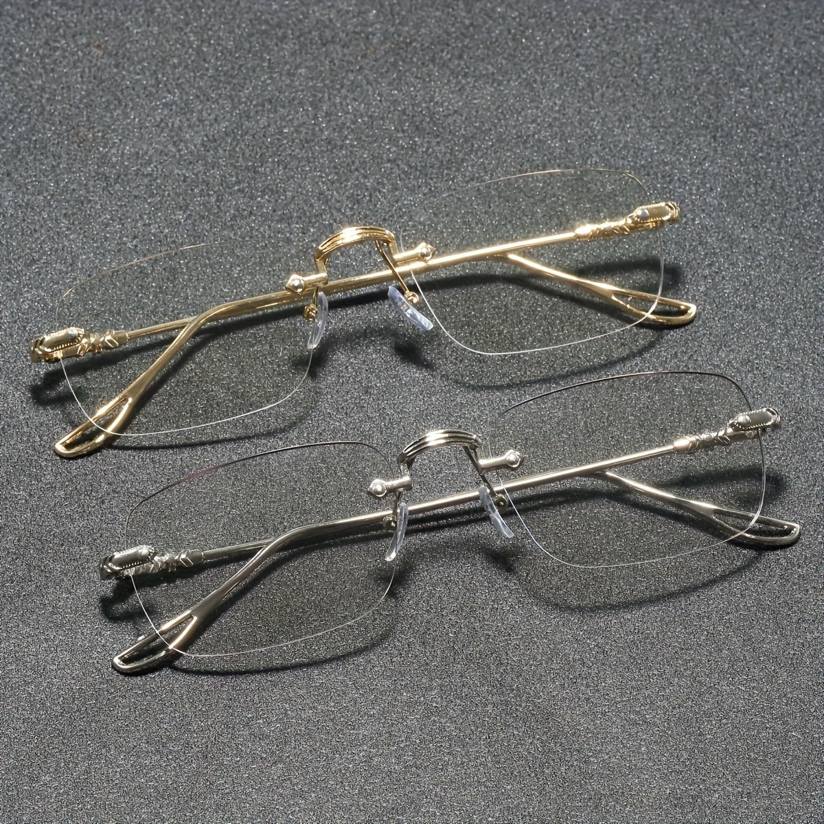 Unisex Blue Light Filtering Glasses Photochromic Rimless Light-Sensitive for Mobile Phones and Computers