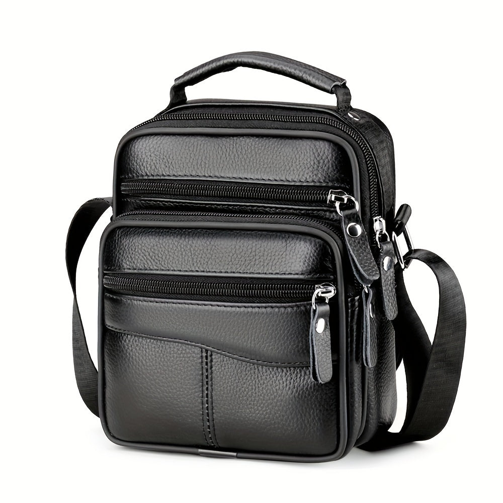 Men's Cowhide Crossbody Bag Waterproof Casual Leather Shoulder Bag