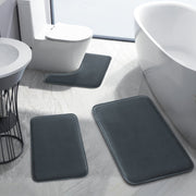 Set of 3 Memory Foam Bath Mats Non-Slip U-Shaped Toilet Cover Bathroom Decor