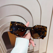 Polygon Y2K Sunglasses with Color Block Gradient Lenses for Sun Protection