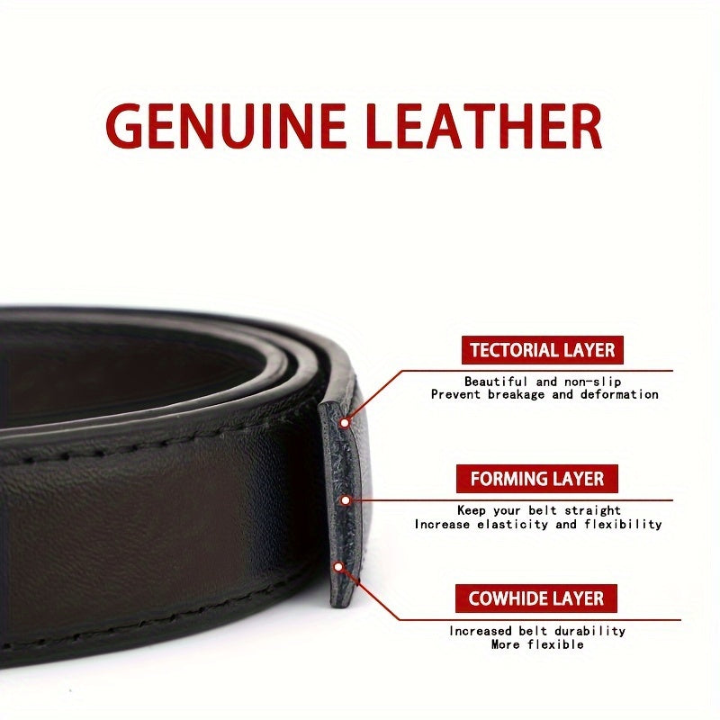 Leather Belt for Men Cowhide Formal Casual Adjustable Black Brown