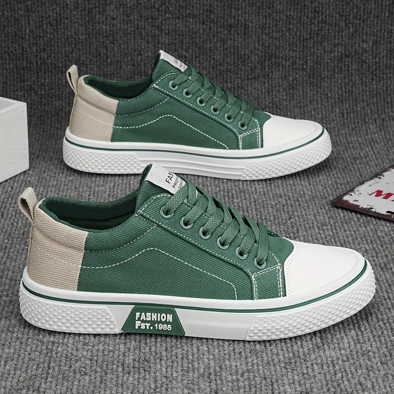 Men's Canvas Sneakers Two-Tone Breathable Low Top Casual Shoes
