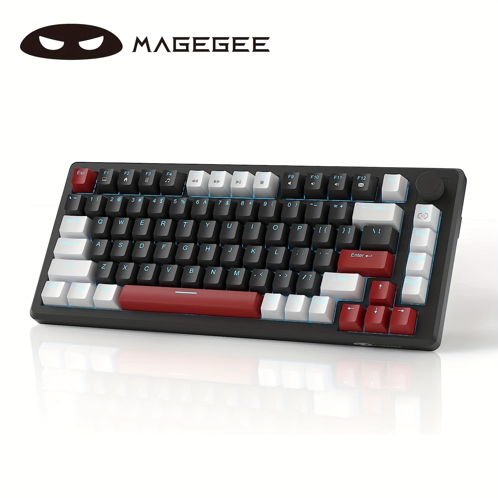 75% Mechanical Gaming Keyboard with Ice Blue Backlight Yellow Switches Ergonomic Design NKRO USB