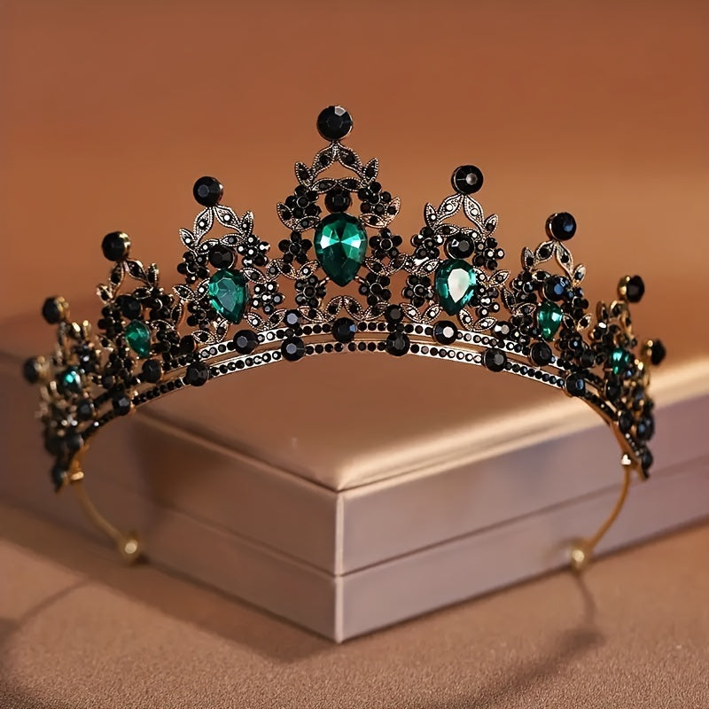 Bridal Tiara with Purple Crystals and Korean Princess Crown for Women