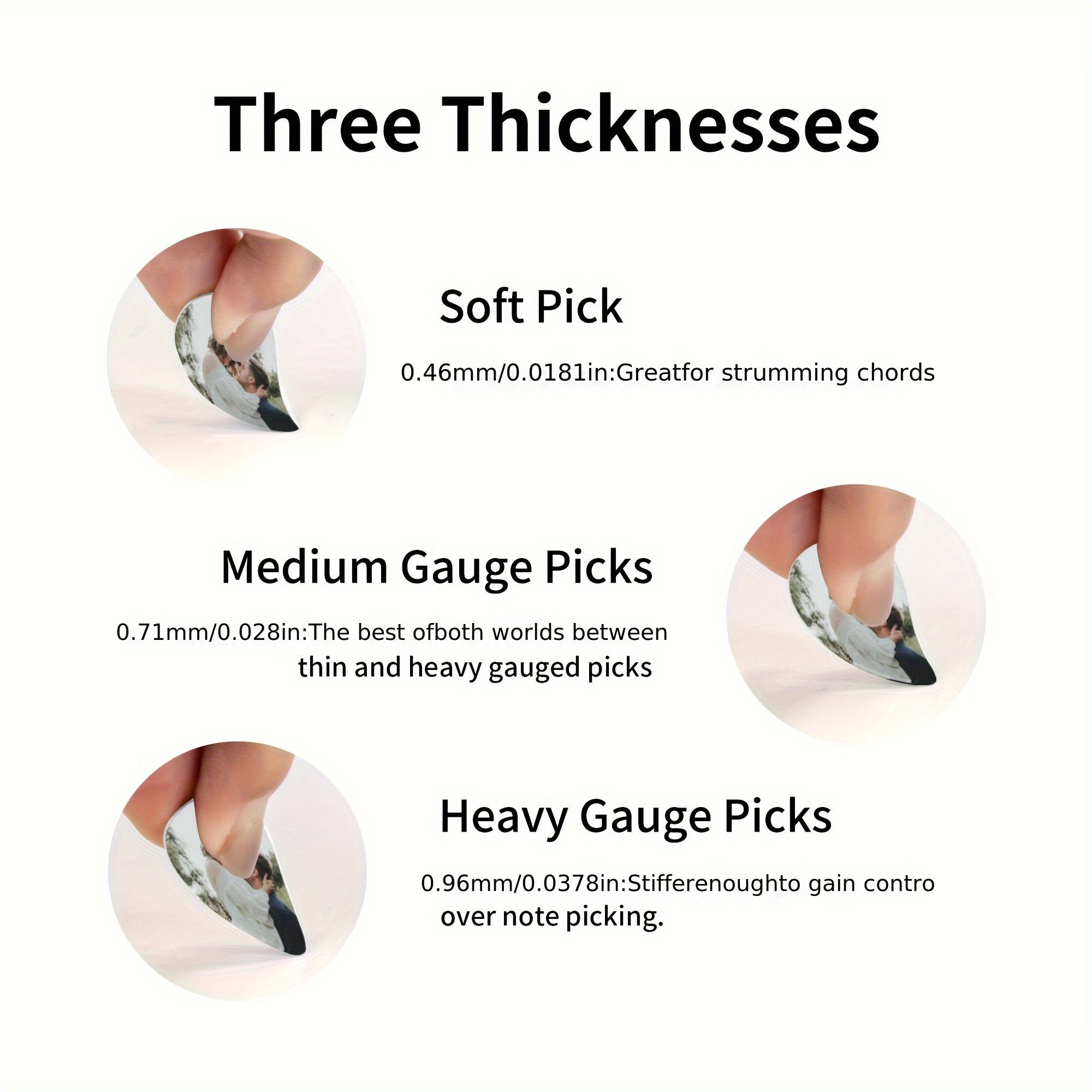 Personalized Guitar Picks with Custom Text Photo or Name in White or Black 3 Thicknesses