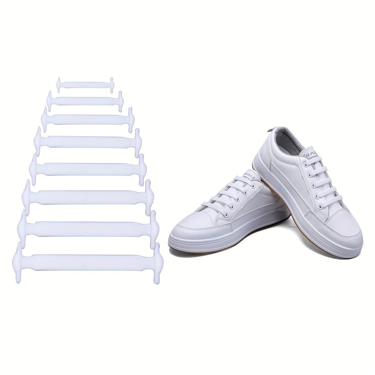 16pcs Unisex Flat Elastic Shoelaces Casual Sneakers Easy Adjustable