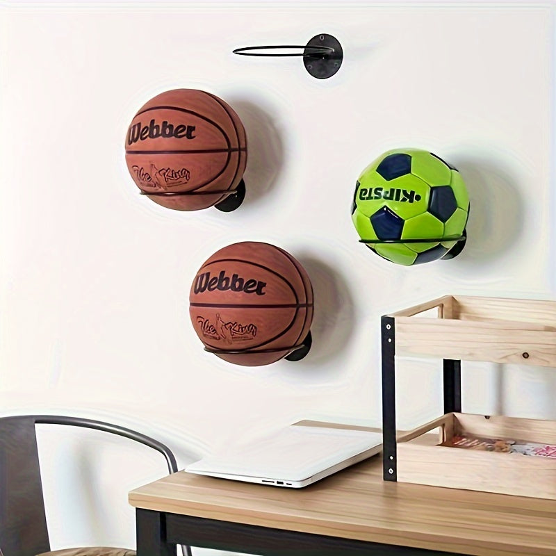 Estante de almacenamiento de bolas de hierro montado en la pared para exhibición de baloncesto y fútbol para hogar, oficina y sala de estar